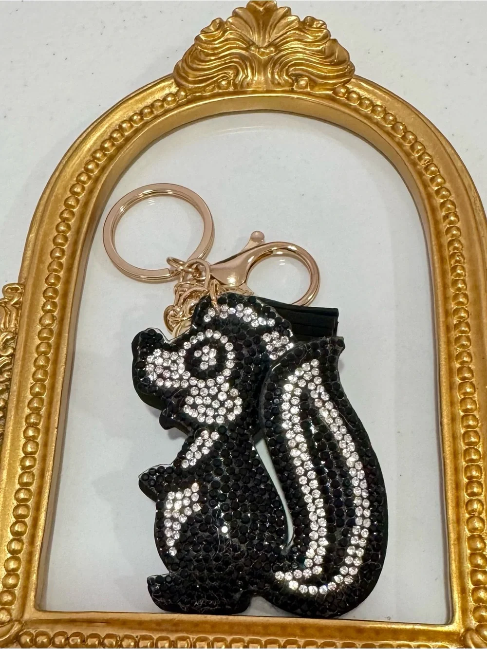 New Black Crystal Skunk  Keychain